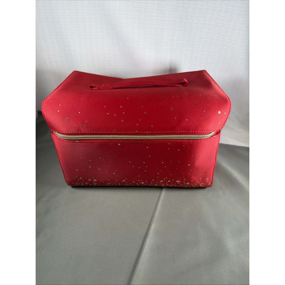 Estee Lauder 2022 Holiday Train Case Red Makeup Bag Cosmetic Travel Handle Zip